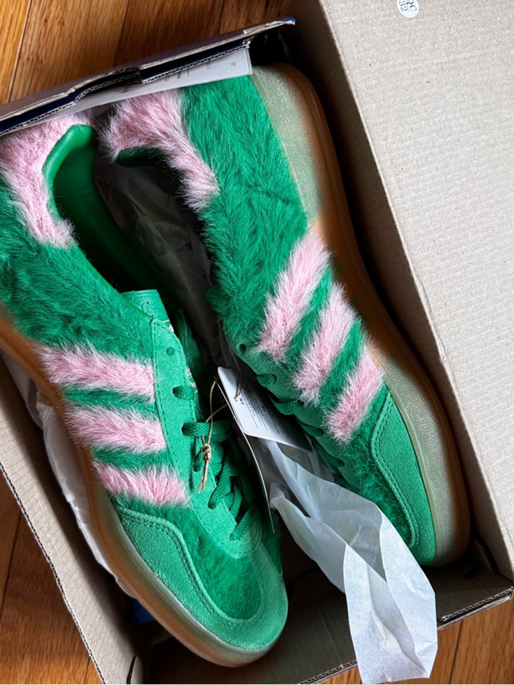 Adidas Gazelle Indoor- Green with Pink-Trim Sneakers - Picture 2 of 13